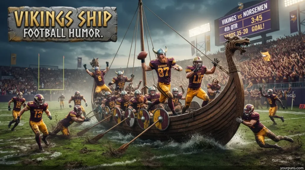 Viking Ship Football Humor.